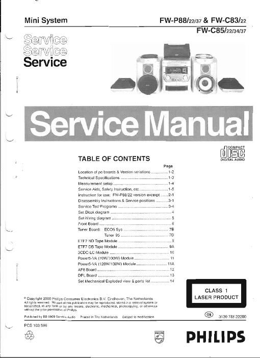 philips fwp 88 service manual