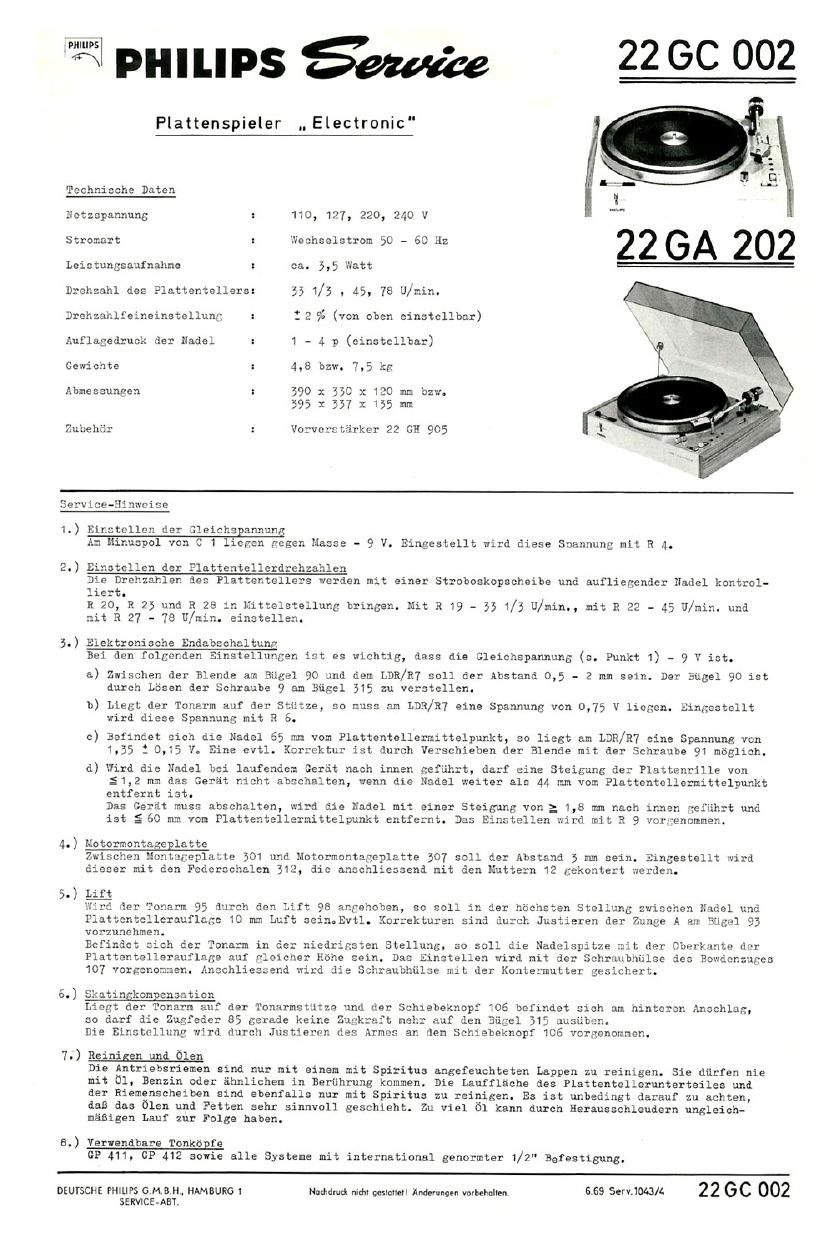 philips ga 202 service manual