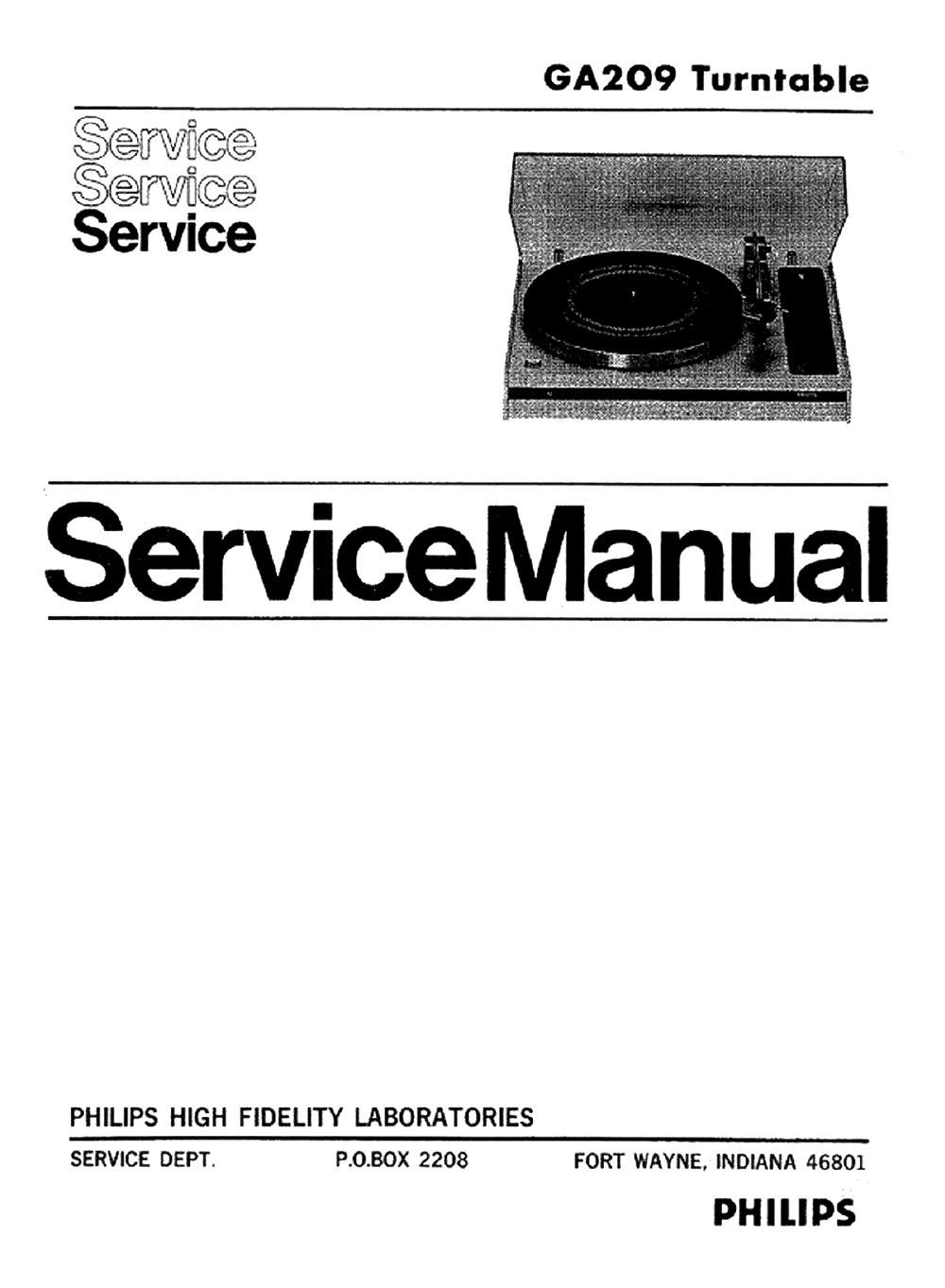 philips ga 209 service manual