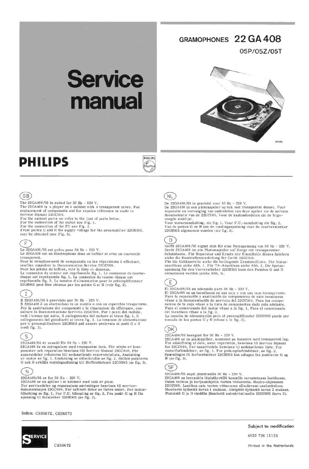 philips ga 408 service manual