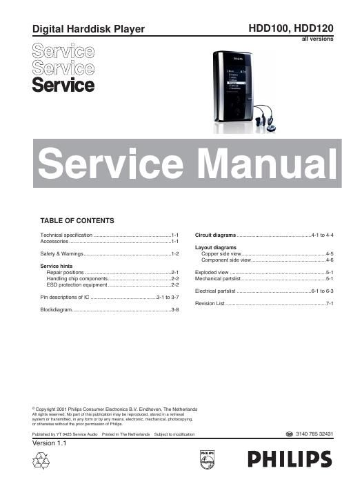 philips hdd 100 service manual