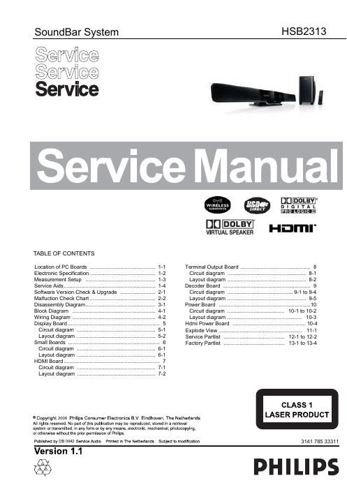 philips hsb 2313 service manual