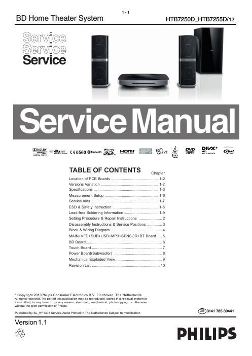 philips htb 7250 7255 d service manual