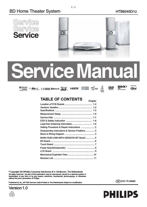 philips htb 9245 d service manual