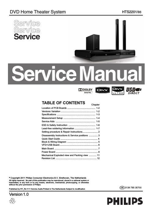 philips hts 2201 service manual