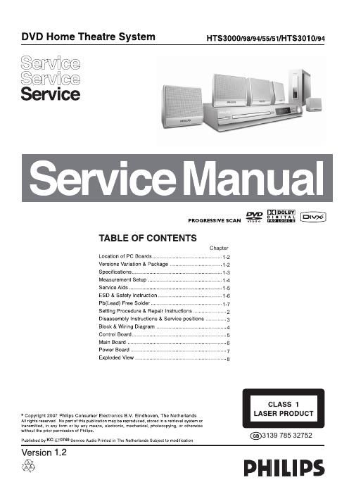 philips hts 3010 3000 service manual