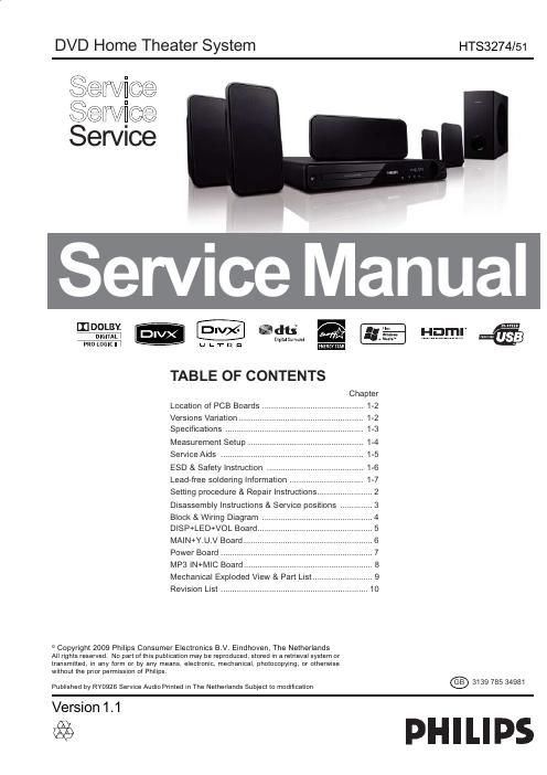 philips hts 3274 service manual