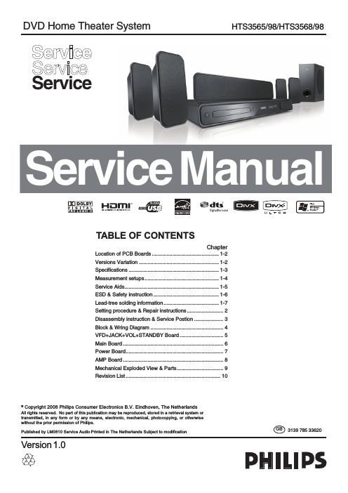 philips hts 3565 hts 3568 service manual