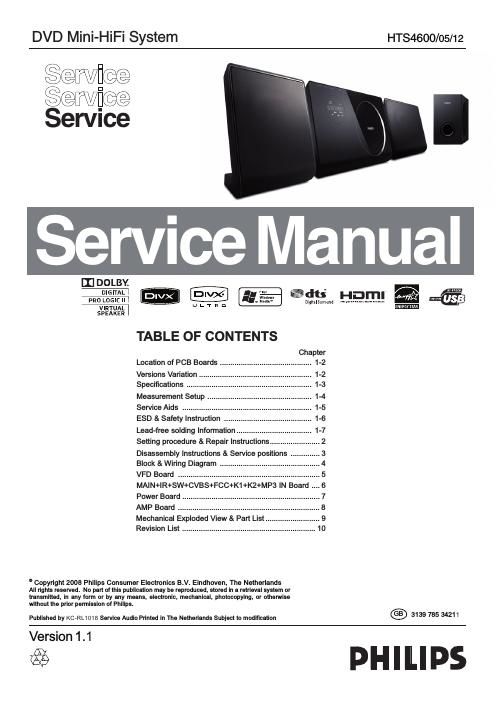 philips hts 4600 service manual