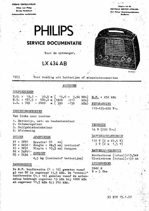 philips lx 434 ab service manual