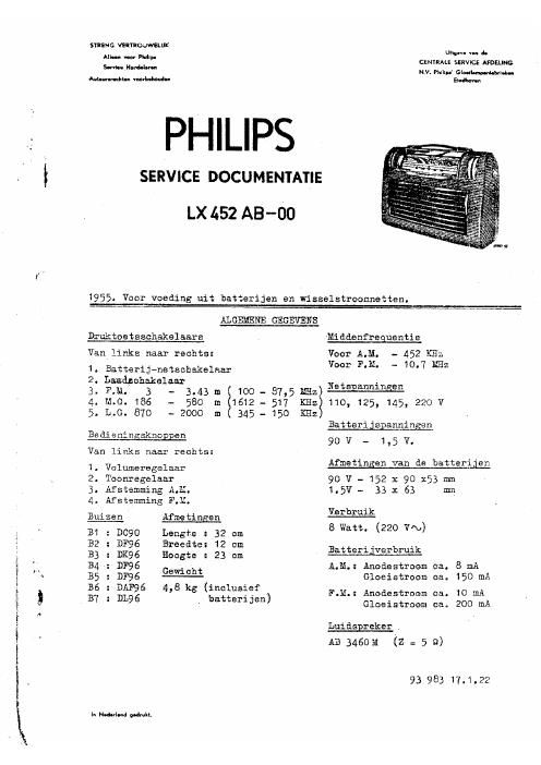 philips lx 452 ab service manual