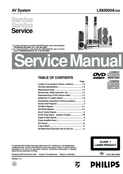 philips lx 8200 sa service manual