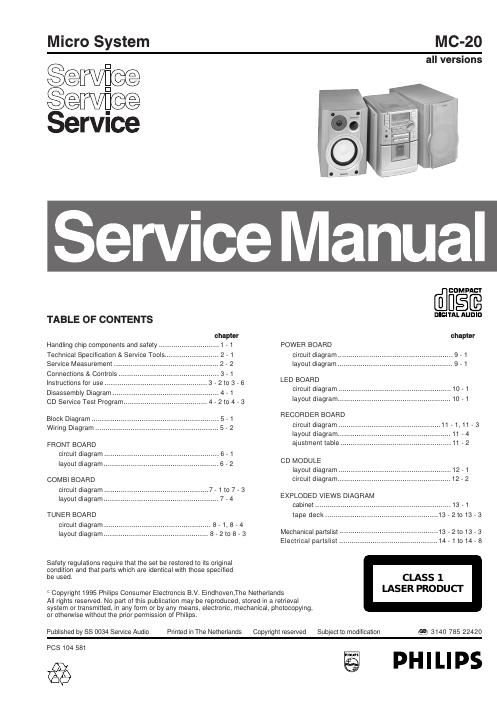 philips mc 20 service manual