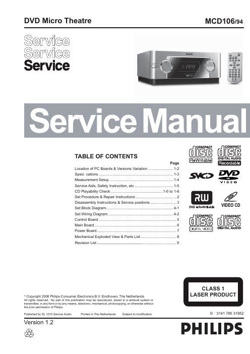 philips mcd 106 service manual