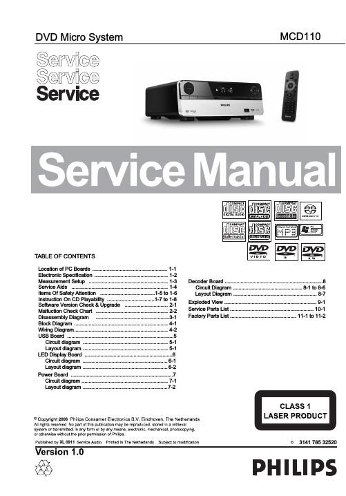 philips mcd 110 service manual