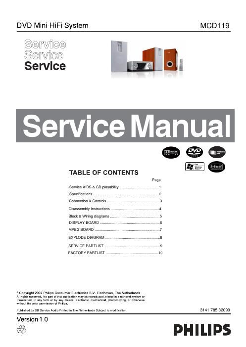 philips mcd 119 service manual