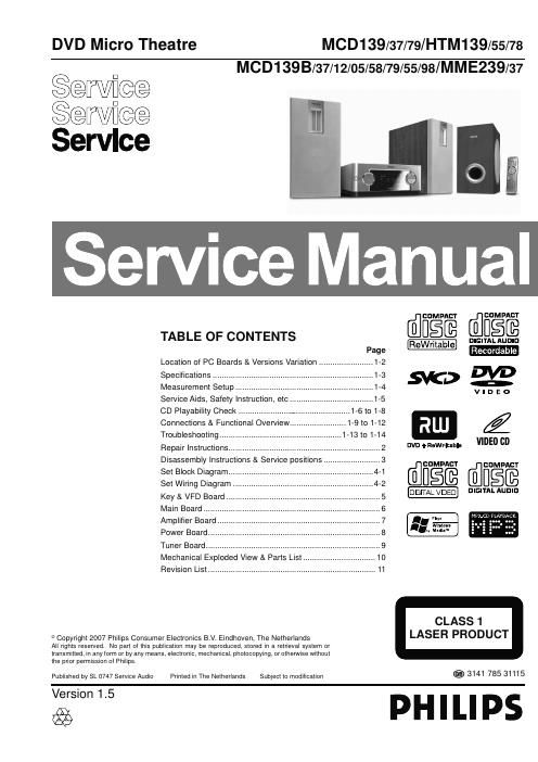 philips mcd 139 b service manual