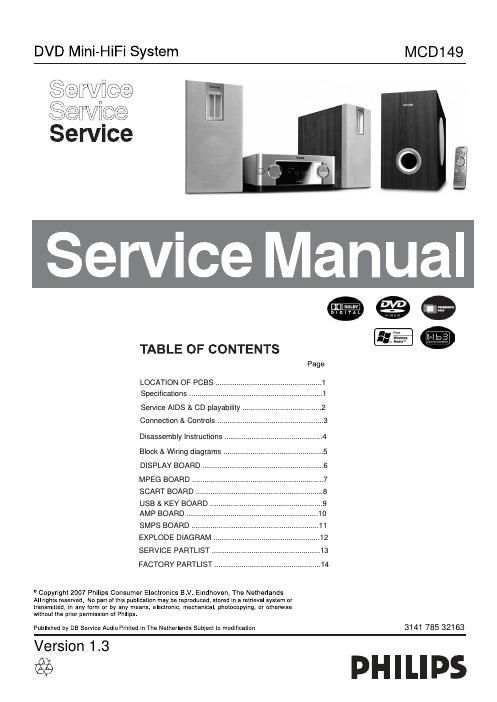 philips mcd 149 service manual