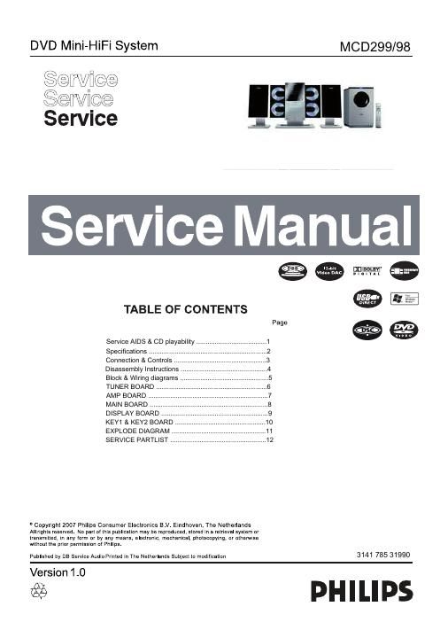 philips mcd 299 service manual
