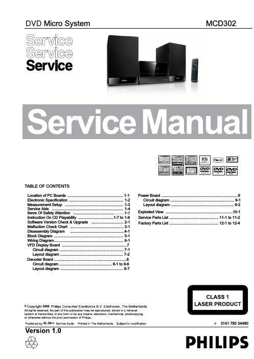 philips mcd 302 service manual