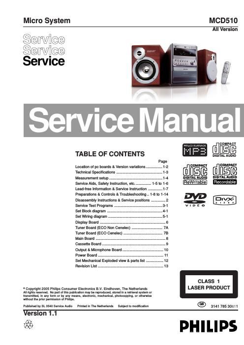 philips mcd 510 service manual