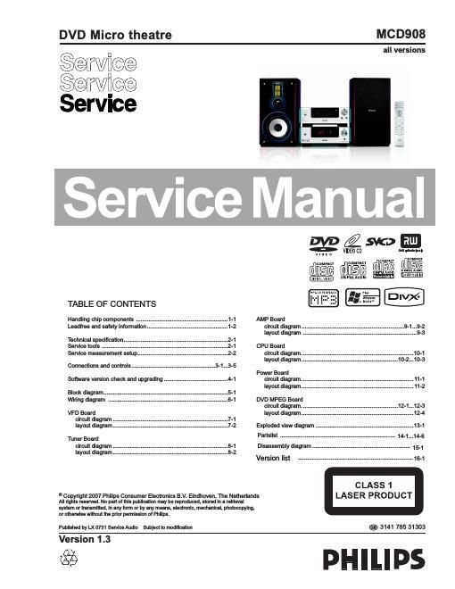 philips mcd 908 service manual