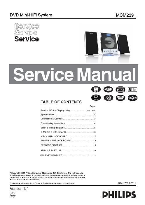 philips mcm 239 service manual