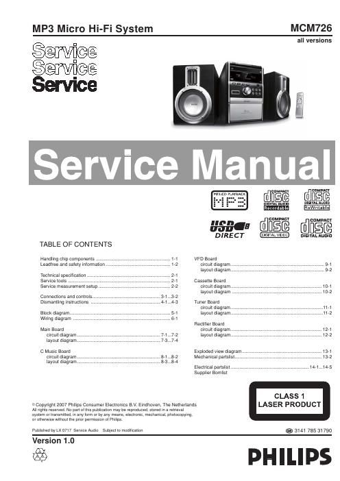philips mcm 726 service manual