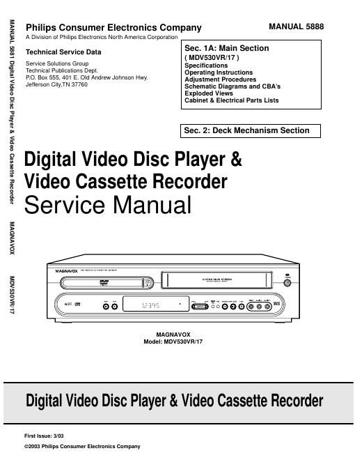 philips mdv 530 430 vt service manual