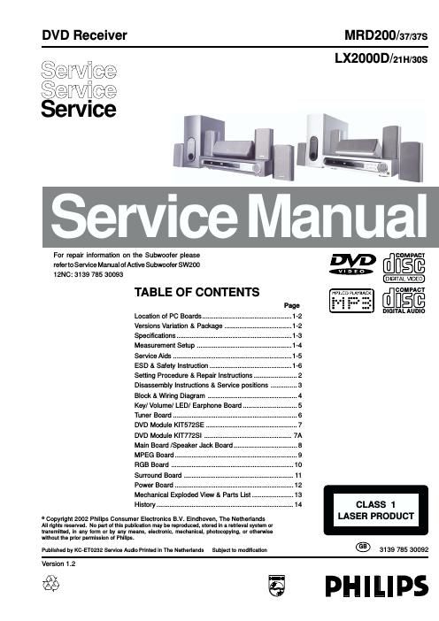 philips mrd 200 lx 2000 d service manual