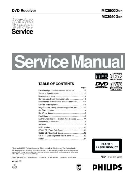 philips mx 3900 3950 d service manual