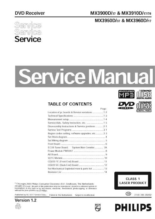 philips mx 3910 d service manual