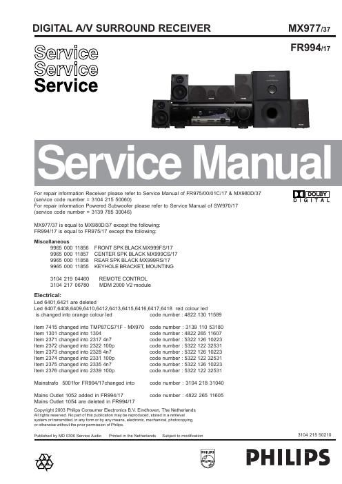 philips mx 977 service manual