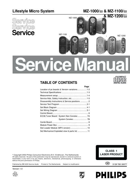 philips mz 1000 1100 1200 service manual