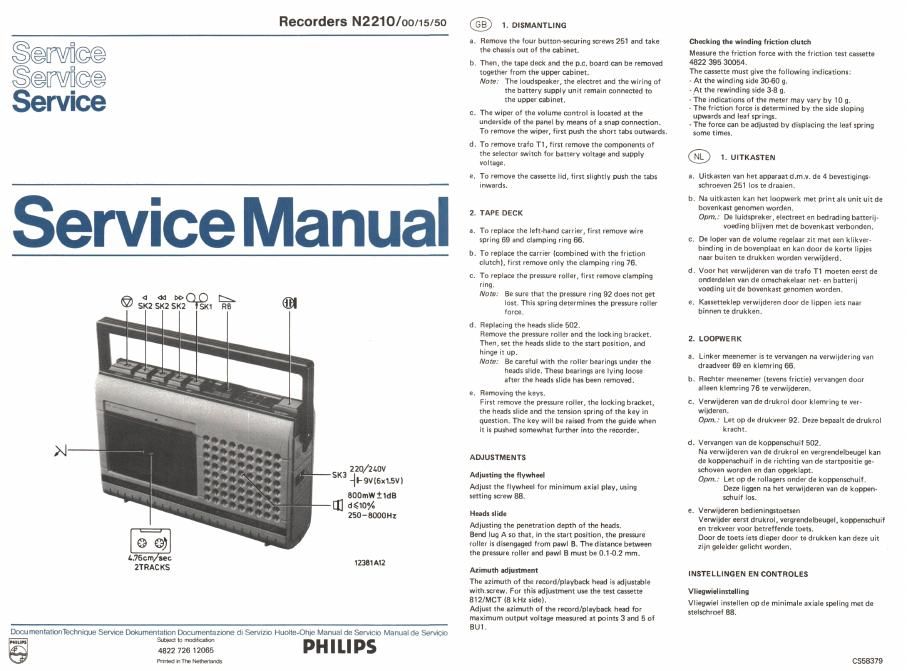 philips n 2210 service manual