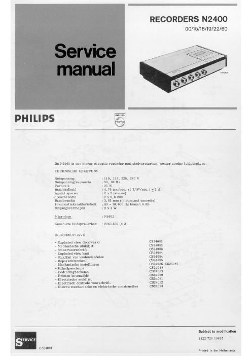 philips n 2400 service manual