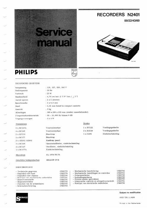 philips n 2401 service manual