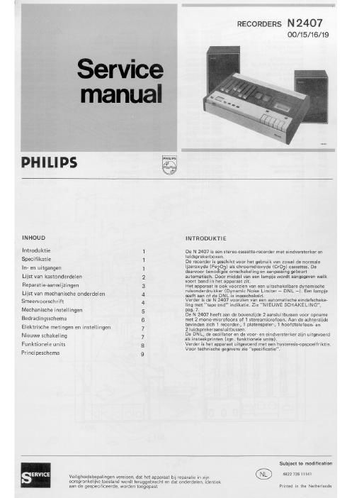 philips n 2407 service manual