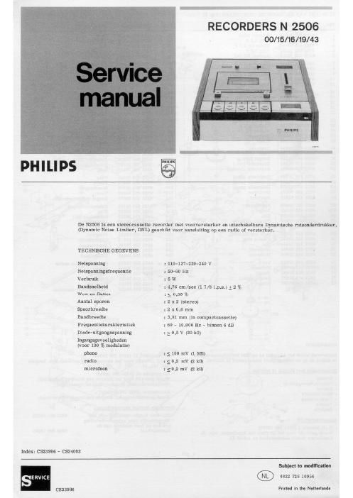 philips n 2506 service manual