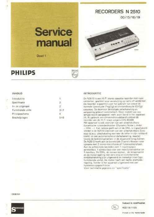 philips n 2510 service manual