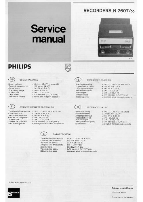 philips n 2607 service manual