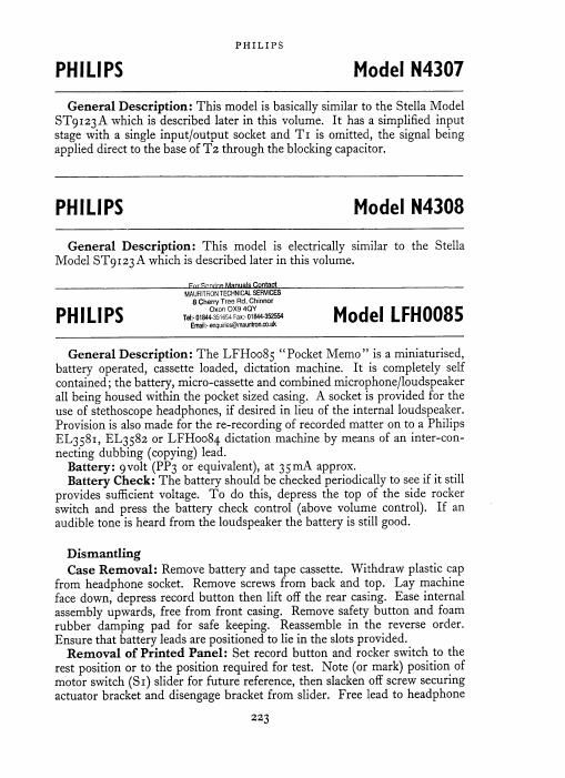 philips n 4307 service manual
