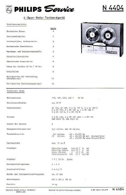 philips n 4404 service manual