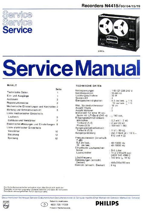 philips n 4415 service manual