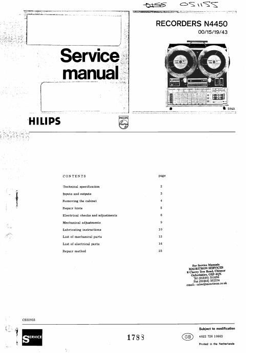 philips n 4450 service manual
