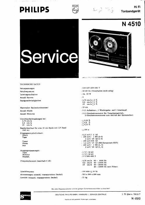 philips n 4510 service manual