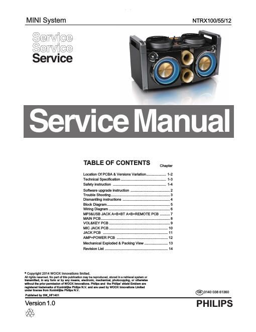 philips ntrx 100 service manual