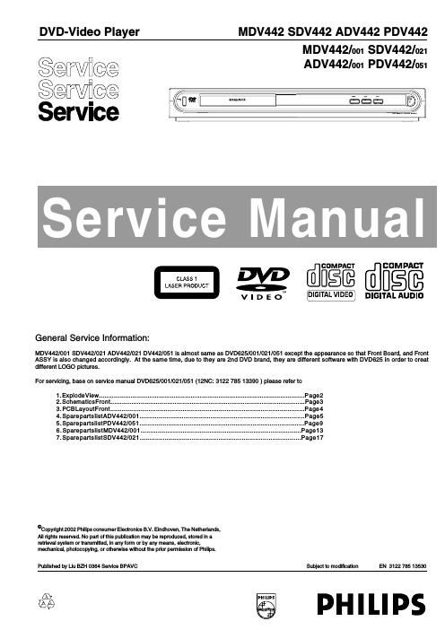 philips pdv 442 service manual