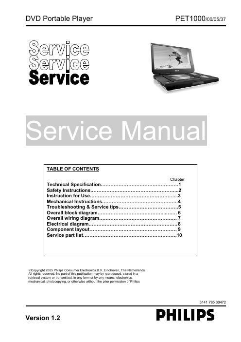 philips pet 1000 service manual