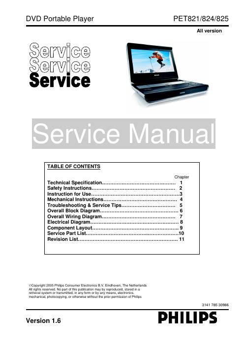 philips pet 821 service manual